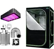 Grow Tent Light Kit 120x120x200CM 1000W LED Full Spectrum Vent Fan Indoor Garden