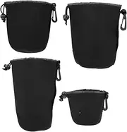 Veemoon 4Pcs Camera Lens Pouch Elastic Lens Cases for and DSLR Cameras Protects Against Moisture Dust Impact for Photography Accessories