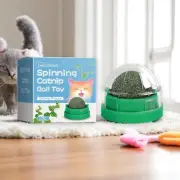 Catnip Rotating Mint Ball Chew Toy Teeth Cleaner Cats | Dental Health Treat NEW
