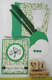 Stampin Up St Patrick's Day Card Making Kit Heart & Clover A total 4 card+3stamp