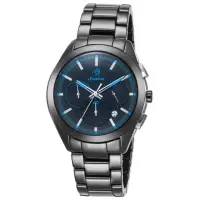 在飛比找momo購物網優惠-【LICORNE】力抗錶 都會時尚三眼手錶 黑藍x黑/43m