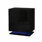 New Bedside Tables Side Table RGB LED Lamp 3 Drawers Nightstand Gloss Black