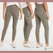 NWT $128 Spanx [ Medium ] Twill Ankle Cargo Pants in Desert Dune Grey #T1782