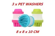 3 x Soap Dispensing Pet Washers Brush Puppy Dog Cat Scrubber Grooming Hand Brush