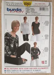 Burda Pattern 8363 Misses' Shirt Jacket & T-Shirt Sewing Craft Project (H)