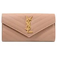 在飛比找PChome24h購物優惠-YSL 372264 MONOGRAM V字紋牛皮扣式長夾.