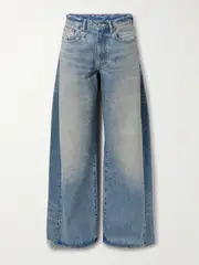 [R13] R13 - D'arcy Paneled Low-rise Wide-leg Jeans - Mid denim - 29 29 Blue