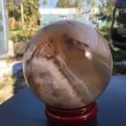 1343g Natural Sakura Agate Cherry Blossom Sphere Quartz Crystal Ball Decoration