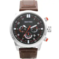 在飛比找momo購物網優惠-【RHYTHM 麗聲】三眼計時手錶-48mm(SI1602L