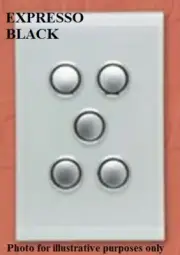 Clipsal SATURN PUSH BUTTON SWITCH 5-Gangs 20A 16AX LED Indicator, Expresso Black