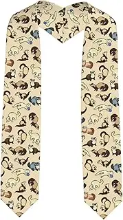 [SKKNT] Hairy Ferret Print Graduation Shawl Stole For Academic Commencements Honor Sash Congratulations Gift