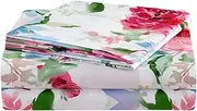 JSD KOMFOR Floral Bed Sheets Set King Print Bedding Sheet Set 4 Piece Ultra Soft Double Brushed Microfiber Sheets Deep Pocket Hotel Quality Bedding Sheets