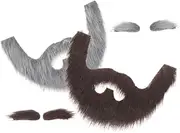 2 Sets Diy Self Adhesive Artificial Beards Realistic Fake Mustaches Eyebrows for Halloween Costume Parties