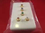 wall plate 5 RCA component 3 Video + 2 Audio Gold Plated, White.