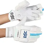 DSC Cynos 22 Batting Gloves for Mens | Color: White | Size: Junior Left Hand | Material: Faux Leather | Lightweighted | Multi Flex Points Construction | Airflow Gusset | Optimum Ventilation