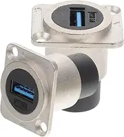 ELAYARD 2Pcs USB Panel Mount Connector Industrial USB Coupler with Cover Flush Mount USB Connector for Easy Installation Data Transfer for Desktop Laptop