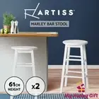 Artiss 2x Bar Stools Kitchen Stool Bar Chairs Dining Wooden Barstools White