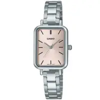 在飛比找PChome24h購物優惠-【CASIO 卡西歐】方形簡約不鏽鋼腕錶/銀x裸粉面(LTP
