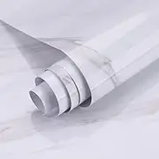 White Marble Paper,16x40inch(40x100CM),Self Adhesive Wallpaper Waterproof Gloss PVC Vinyl, Oil Proof, Removable Waterproof Countertop Paper,Granite Paper,Countertop,Kitchen,Shelf Liner