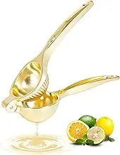 Lemon Squeezer, Heavy Duty Zinc Manual Lemon Juicer, High Yield Threaded Groove Small Oranges Limes Citrus Juicer Hand Press, Juice Maker for Cocktails Home Restaurant Kitchen Utensils(Gold)