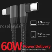 90 Degree Data Line Right Angle PD 60W Fast Charging USB C to USB Type C Cable