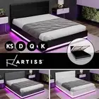 Artiss Bed Frame RGB LED Gas Lift Storage LUMI Series Double Queen