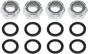 8Pcs M8 Skateboard Lock Nuts Set Heavy Duty Skateboard Truck Axle Washers Speed Rings Accessories for Skateboard Silver