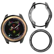 For Samsung Gear S3 Frontier R765A Soft TPU Watch Case+Diamond Bezel Ring Cover