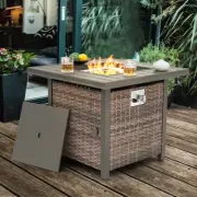 29.92-In W Brown Aluminum Square Tabletop Liquid Propane Fire Pit Table