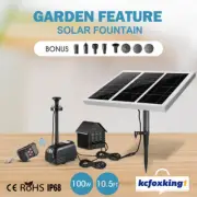 Solar Fountain Water Pump w/Battery & LED Light Birdbath Garden Submersible 100W