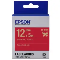 在飛比找momo購物網優惠-【EPSON】標籤帶 緞帶紅底金字/12mm(LK-4RKK