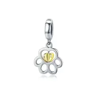 Dog Paw Pendant Charm for Women Charms Bracelet & Bangle Heart Silver plating DIY Jewelry
