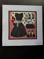 REDUCED! LANI Little Black Dress Ensemble Pink Hand Painted Needlepoint Canvas