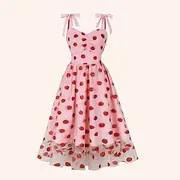 Retro Vintage 1950s Midi Dress A-Line Dress Swing Dress Fruit Women's Date Bachelorette Party Adults' Dress Homecoming Dresses Summer Spring