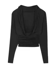 Saint Laurent Backless Long-Sleeved Top L,M black