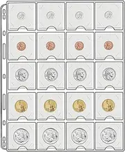 Coin Sleeves for 2x2 Coin Flips,10 Sheets Coin Flip Page,Coin Collecting Collection Holders