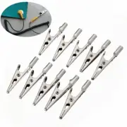 10Pcs Stainless Steel Electric Test Crocodile Alligator Clips Clamps Silver Tone
