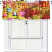 [LHBWCVN] Candy Land Valances for Windows, Rod Pocket Window Treatment Drapes Farmhouse Kitchen Curtains Short Blackout Window Curtains for Living Room Bedroom Decor 54x18 Inch