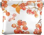 [FRODOTGV] Red Fruits White Women's Leather Coin Purses Pouches Portable Mini Change Wallet Coin Pocket for Girls Women Ladies, Red Fruits White, 4.33"(L) x 3.74"(W) x 0.39"(H), Classic