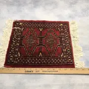Mini BOKHARA PRAYER Brick Red RUG Carpet Turkmen Wool Pakistani 12.5" x 13" NWT