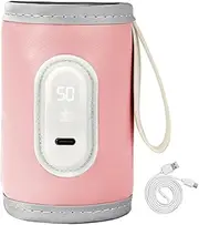 Baby Bottle Warmer,Portable Baby Bottle Warmer,Baby Bottle Warmer to Go for All Bottles,Adjustable Milk Warmer Temperature Control Rechargeable LED Display,Baby Warmer Bottle for Home Travel