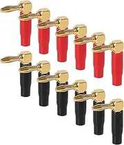 JUZITAO 6 Pairs 4mm Speaker Banana Plugs Right Angle 24k Gold Plated 90 Degree Speaker Banana Connector(6 Pairs/12 Pcs)
