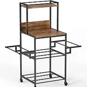 ATSKIM 3D Printer Table with Filament Storage, Rolling Printer Stand with Wheels for Desk, Sturdy Metal & Wood Filament Shelf Rack Spool Holder Cart for Workshop Studio Office (3 Tier)