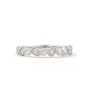 Pear and Round Alternating Shaped Stackable Diamond Ring 14K White Gold