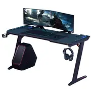 Adjustable LED Gaming Desk Computer Table Racer Carbon Fiber Table with Cup Holder