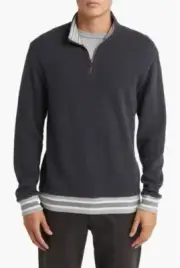 Rails Ward Quarter Zip Sweatshirt Knitting Blue Size L BNWT Mens