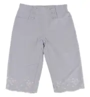 JACADI Girl's Trommel Chambray High Waist Cropped Pants Size 12 Years NWT $56