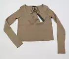 House of Harlow 1960 Tie Neck Top Womens L Gold Sparkle Long Sleeve Pullover