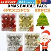 88x Christmas Tree Baubles Balls Ornament Xmas Party Hanging Decor Gift Pack Au