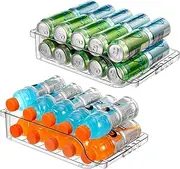 2 Packs Clear Width Adjustable Soda Can Organizer for Refrigerator Expandable Soda Can Dispenser for Beer Soda Seltzer Pop Can Soda Expand Organizer for Fridge Kitchen Pantry